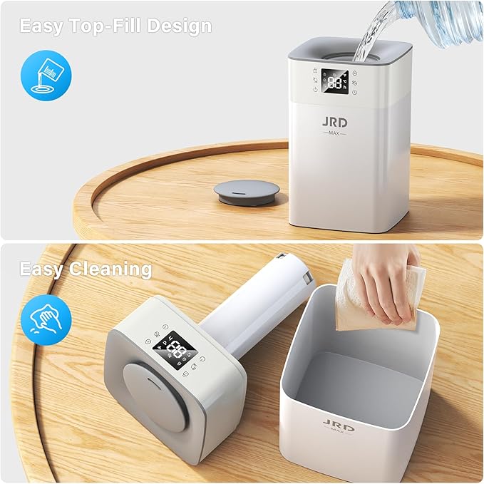 JRD 4L Humidifiers for Bedroom, Cool Mist Humidifier for Large Room, 40H Runtime, 360° Nozzle, Night Light for Home, Office, Baby Nursery, Plants（Grey）