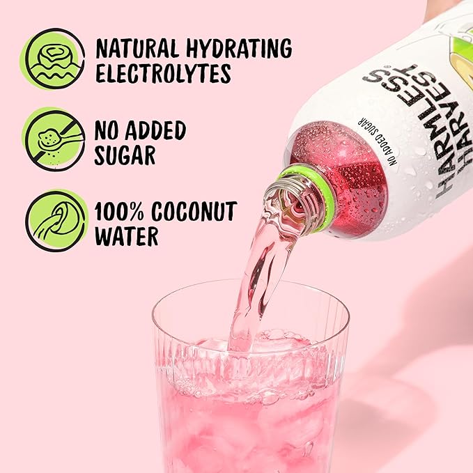 Harmless Harvest Coconut Water Organic Drink 32 Fl Oz - Natural Electrolyte Hydration, No Sugar Added, No Artificial Ingredients, Original Coconut Water, 6 Pack