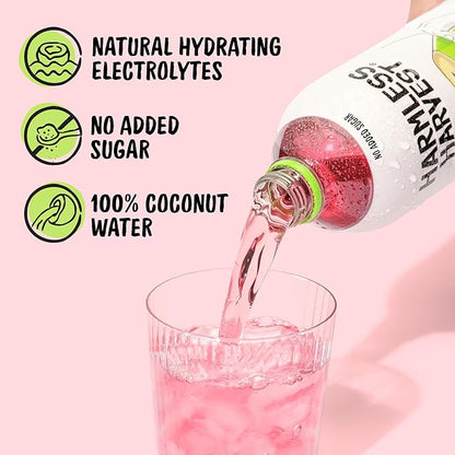 Harmless Harvest Coconut Water Organic Drink 32 Fl Oz - Natural Electrolyte Hydration, No Sugar Added, No Artificial Ingredients, Original Coconut Water, 6 Pack