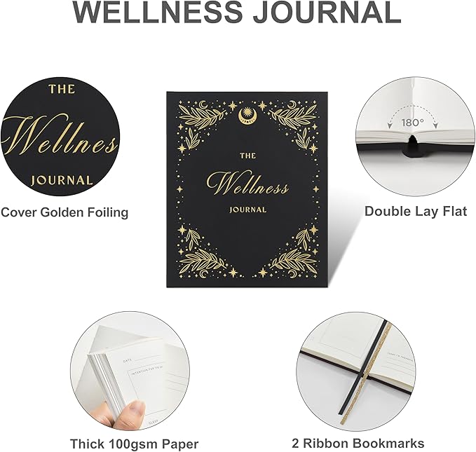 And Per Se Wellness Journal, Daily Journal for Personal Mental Health, Sleep & Diet Tracking, Self Care Reflection for Women & Men (Stardust Black)
