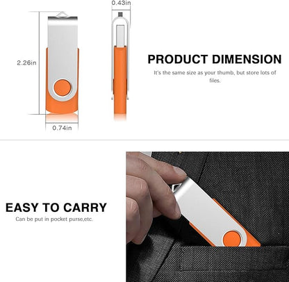 KOOTION 16GB USB 3.0 Flash Drive 16 gb Flash Drives 10pcs Thumb Drive Keychain Jump Drive Swivel Memory Sticks, Orange