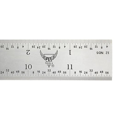 PEC Tools 12" Rigid Metal Ruler, Made from Premium Stainless Steel, 4R Graduation (1/8", 1/16", 1/32", 1/64"), Fully Hardened and Tempered Machinst Rule, Made in USA