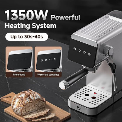 AMZCHEF Espresso Coffee Machine|Upgraded Water Tank |20 Bar Pressure System|LED Touch Screen|Compact Design Perfect for Home & Office