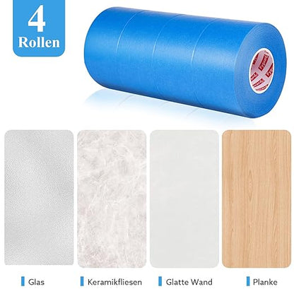 4 Rolls Painters Tape Blue Painters Tape 2 Inch Wide, Multi-Surface Masking Tape Bulk, 1.89 in x 220 Yd Total Blue Tape for Wall Painting Home Improvement DIY Crafts