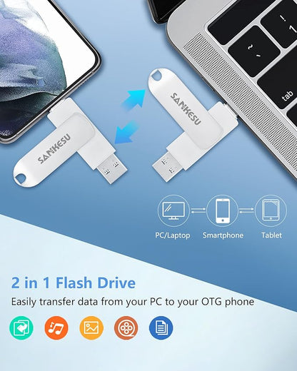512GB USB C Flash Drive 3.1,Read Speed Up to 150MB/s, USB A and Type C OTG USB Thumb Drive, Dual Memory Sticks Compatible with Android Phones/PC/Laptop/Macs(Silver)