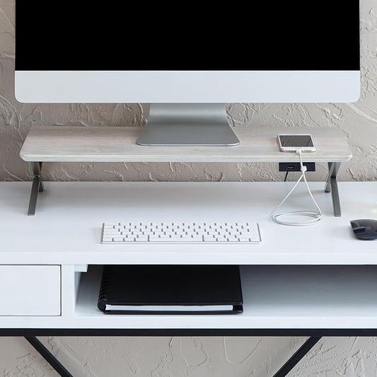 Anji Mountain Monitor Stand - Desktop Organizer & Laptop Riser, Ergonomic Monitor Riser, Space-Saving Monitor Stand for Desk, Durable Construction, Easy Assembly, Ideal for Home & Office,Natural