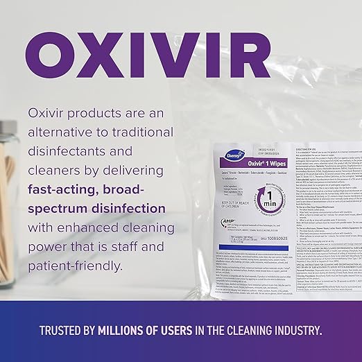 Oxivir Diversey Tb 100823906 Ready-to-Use Disinfectant Cleaning Wipes Refill Pouch, Accelerated Hydrogen Peroxide AHP, 11x12-Inch Extra Large Size Sheets, 160-Wipes, 1-Refill Bag (Pack of 4)