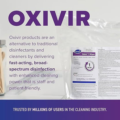 Oxivir Diversey Tb 100823906 Ready-to-Use Disinfectant Cleaning Wipes Refill Pouch, Accelerated Hydrogen Peroxide AHP, 11x12-Inch Extra Large Size Sheets, 160-Wipes, 1-Refill Bag (Pack of 4)