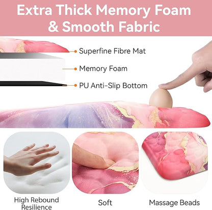 Ospelelf Pink Mouse Pad with Wrist Support Large Ergonomic Office Comfy Pain Relief Mousepad Wrist Rest