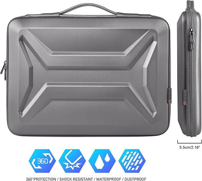 DOMISO 17 Inch Laptop Hard Case, Waterproof Shockproof Hard Shell Laptop Sleeve with Handle Protective Computer Bag for Most 17-17.3" Laptops/Dell XPS 17 / HP Envy 17, Silver