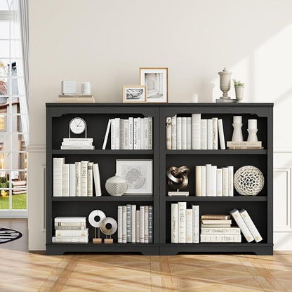 HIFYOBRO 3 Tier Bookshelf and Bookcase, 31.5" Wide Wooden Book Shelf, Freestanding Open Display Storage Bookshelves for Study Room, Home Office, Living Room