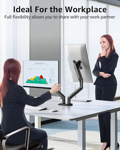 Dual Monitor Stand fits up to 32 inch, 4.4-22 lbs Computer Screens, Dual Monitor Desk Mount Height Adjustable, Monitor Arms for 2 Monitors, Home Office VESA Mounts with Gas Spring, Freelift Black