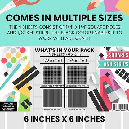 Bearly Art CUBIES The Shadow Collection - Adhesive Foam Tape for DIY Arts and Crafts - Double Sided Tape - Mega Pack with 1248 Total Pieces - Precut Squares & Strips