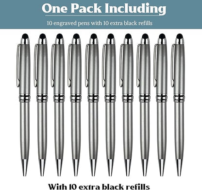 Ancolo Personalized Ballpoint Pens Medium Point Engraved with Your Message, Team Name, Phone Number Name pens For journaling and office writing - Gift for Men and Women 10 Pens/Box
