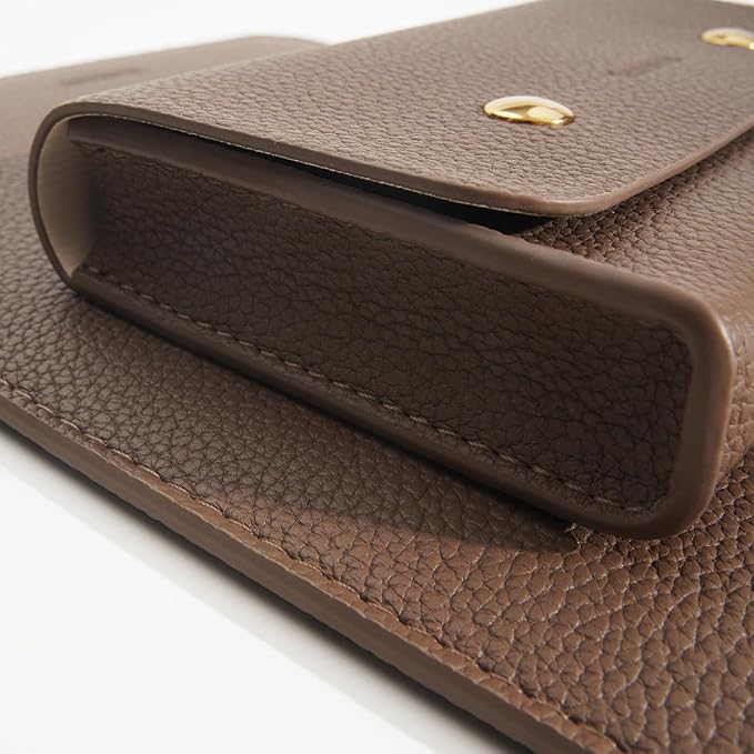 PU Leather Padded Laptop Sleeve 15.3Inch Compatible with MacBook Air 15 A3114 M3 Laptop Bag with Charger Pouch Color Coffee