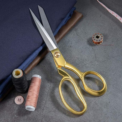 Professional Heavy Duty Tailor Scissors Gold Stainless Steel Ribbon Cutting Sewing Dressmaking (Gold8.5)