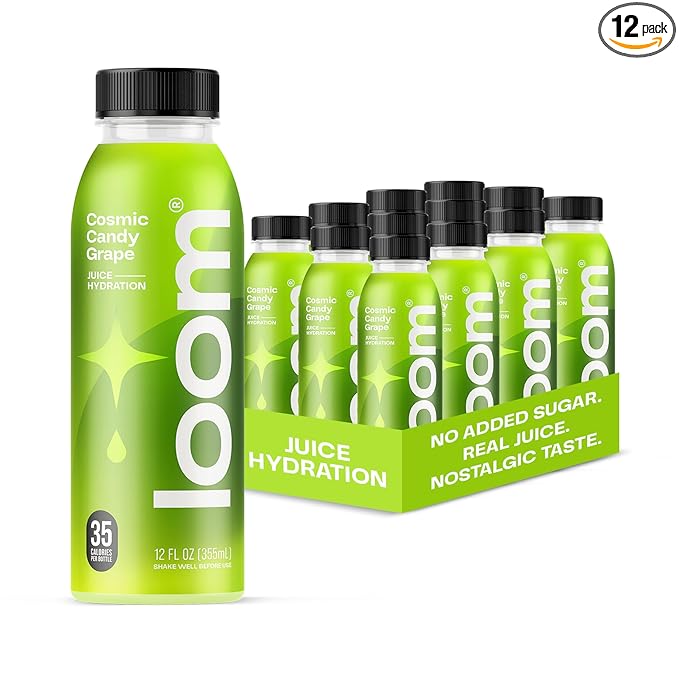 Cosmic Candy Grape Juice by Loom – Low Sugar, Real Fruit, Non-GMO, Vegan, 12oz x 12 Pack