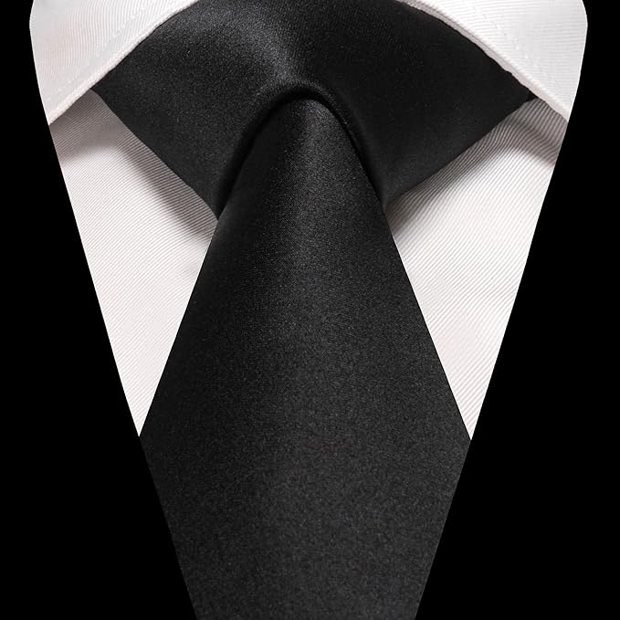 RBOCOTT Solid Color Tie and Pocket Square Hankerchief with Lapel Pin Set for Men