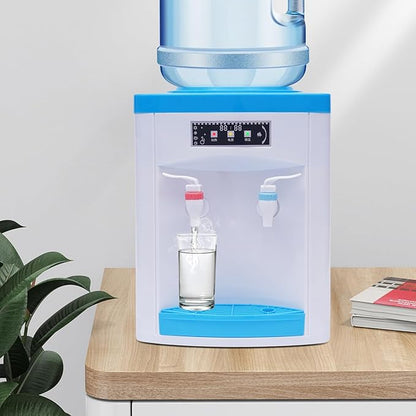 Top Loading Countertop Water Cooler Dispenser Hot and Cold Water Bedside Water Dispenser Desktop Electric Hot and Cold Dispenser for Home, Office, Dormitory Use (Blue-White)