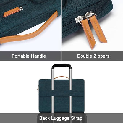 MOSISO 360 Protective Laptop Case 13 inch, 13 inch Laptop Sleeve Compatible with MacBook Air M4 M3 M2 M1 2025-2018/Pro M2 M1 2025-2016, Side Open Carrying Case with 4 Zipper Pockets&Handle, Teal Green
