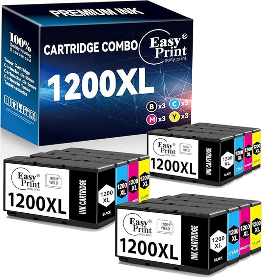 EASYPRINT Compatible 1200XL Ink Cartridges Replacement for Canon PGI-1200 PGI 1200XL Used for Canon MAXIFY MB2720 MB2120 MB2320 MB2020 MB2350 MB2050 (3Black, 3Cyan, 3Magenta, 3Yellow, 12 Pack)
