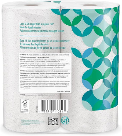 Amazon Brand - Presto! Kitchen Paper Towels - Flex-a-Size, 128 Sheet Family Roll, 8 Rolls (4 Packs of 2), White