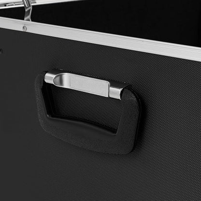 Portable File Box Hand Pull Locking Mobile Business Case with Handle Wheels Modern File Organizer Storage Box with Lock Rolling Wheeled File Cabinet for Office Documents, 19.2 x 15 x 16 Inch Black