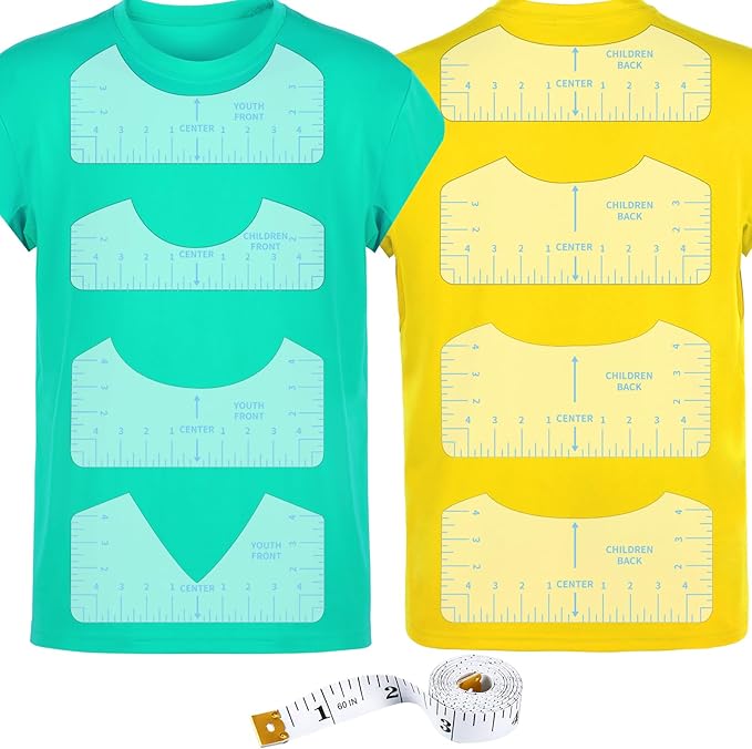 9pcs Tshirt Ruler Guide for Vinyl Alignment, T Shirt Rulers to Center Designs, PVC Measurement Template, Sewing Supplies Accessories Tools for Cricut Heat Press & HTVRONT HTV Transfer Vinyl (Blue)