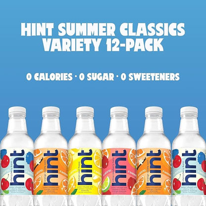 Hint Fruit-Infused Bottled Water, Seasonal Variety Pack Bundle - Sugar Free Flavored Water with Zero Calories, Naturally Flavored, and No Artificial Sweeteners - 16 Fl Oz (Pack of 24)