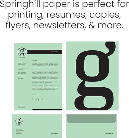 Springhill 11” x 17” Green Copy Paper, 28lb Bond/70lb Text, 104gsm, 2,000 Sheets (4 Reams) – Colored Printer Paper with Smooth Finish – Versatile and Flexible Computer Paper – 024185C