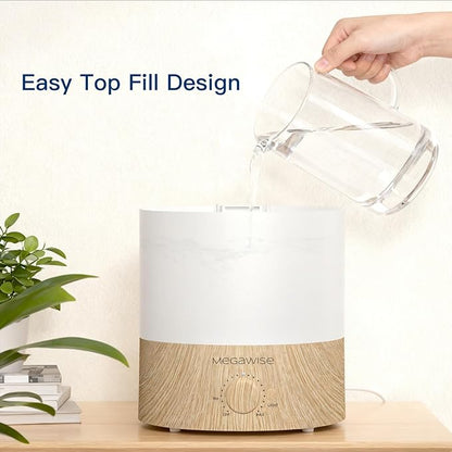 MEGAWISE 2 Pack1.5L Cool Mist Humidifier 2-Pack with 7 Color LED Lights, Adjustable Mist, Quiet Ultrasonic Humidifiers for Bedroom & Home
