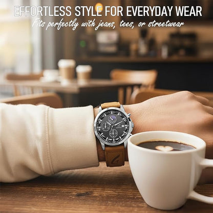 Distinctive Mens Analog Chronograph Watches with Auto Date & Multi Subdials, Fashion Casual Sport Quartz Wrist Watches with Luminous, 3ATM Waterproof, Valentines Day Gifts for Him, Boyfriend, Husband, Dad