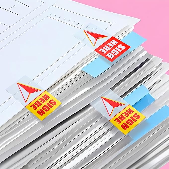 Sign Here Index Marker, Assorted Colors Sign Here Tabs Sign Post Here Index, Flags Vital Signs Sticky Notes for documents notebooks Contracts, Books,Files or Notary Supplies