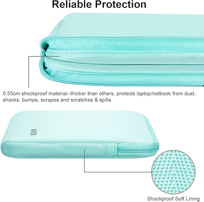 Arvok 13 13.3 14 Inch Laptop Sleeve Case for MacBook Pro/MacBook Air 13-14 inch, Water-Resistant Notebook Chromebook Computer Pouch, Carrying Bag Cover for HP/Dell/Lenovo/Asus/Acer, Light Green