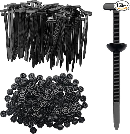 150Pcs Nylon Universal Cable Tie Buckle, Auto Body Parts Trim Automotive Zipper Clips, Door Panel Fastener Plastic Rivet Zip Ties Snap-Fit Ziptie, Bumper Retainer Fender Liner