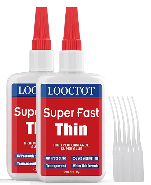 60g(2.12 oz) Thin Super Glue Dries Super Fast (2-5 Sec) Premium CA Glue for Woodworking, Woodturning, Hobby Models, CA Finish, Inlays. Waterproof Clear