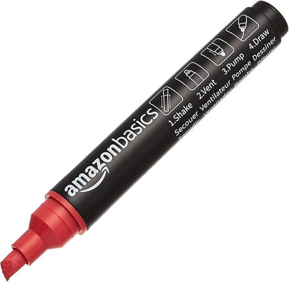 Amazon Basics Bullet/Chisel Reversible Tip Chalk Markers, Bold Point, 8-Pack, Bright Colors