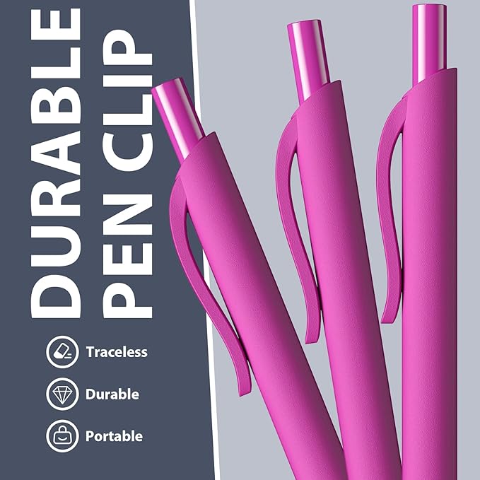 Ballpoint Pens Bulk - 107 Pcs Black Ink Pens in Bulk | 1.0 Medium Point Smooth Writing, Retractable No Bleed Ball Point Pen for Men Women (Pink Barrel)