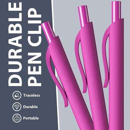 Ballpoint Pens Bulk - 107 Pcs Black Ink Pens in Bulk | 1.0 Medium Point Smooth Writing, Retractable No Bleed Ball Point Pen for Men Women (Pink Barrel)