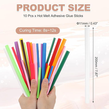 PATIKIL Hot Glue Sticks for Glue Gun, 10 Pcs Colored Hot Melt Adhesive Glue Sticks Bulk for DIY Projects Craft Art Decoration Home Repairs, White (7.9" x 0.43")