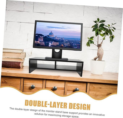 Monitor Stand Desk Organizer Laptop Riser Elevated Computer Shelf with Storage Space for Office Desktop Workspace Black Walnut