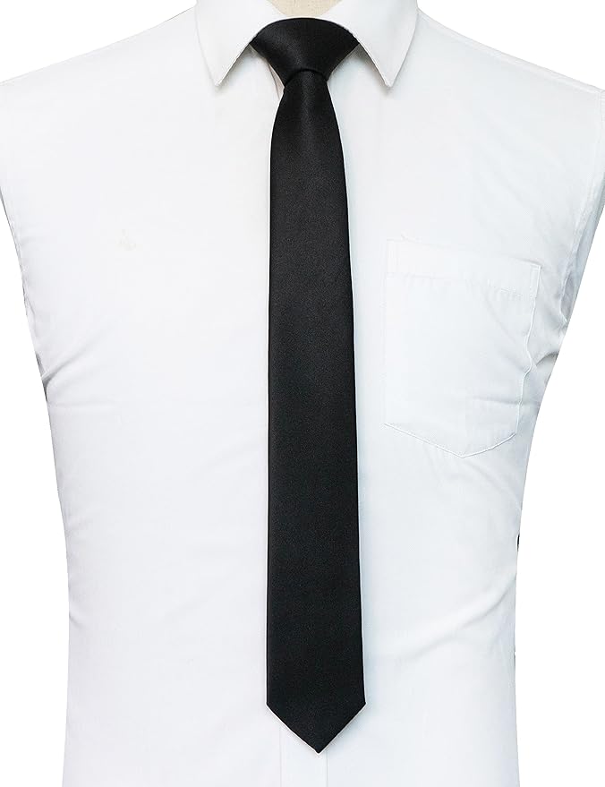 RBOCOTT 2.4“ Solid Color Skinny Tie Business Wedding Necktie for Men(6cm)