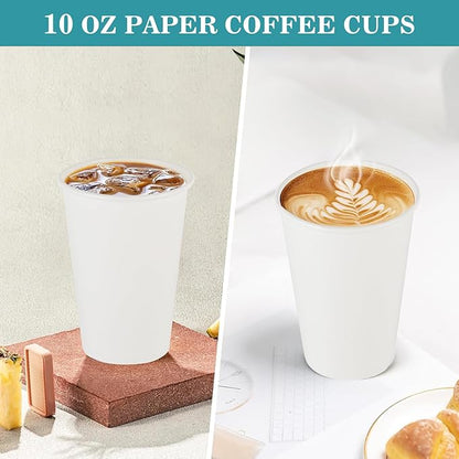 Coffee Cups - 1000 Pack Paper Cups 10 oz, Disposable Paper Coffee Cup for Hot and Cold Drink, White Paper Coffe Cup, Hot Cups Bulk for Office, Party, Home, Travel, Cafes, Bathroom