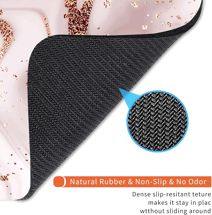 Square Mouse Pad Rose Gold Marble, Personalized Premium-Textured Custom Mouse Mat Design, Washable Mousepad Cloth, Non-Slip Rubber Base Computer Mouse Pads for Wireless Mouse