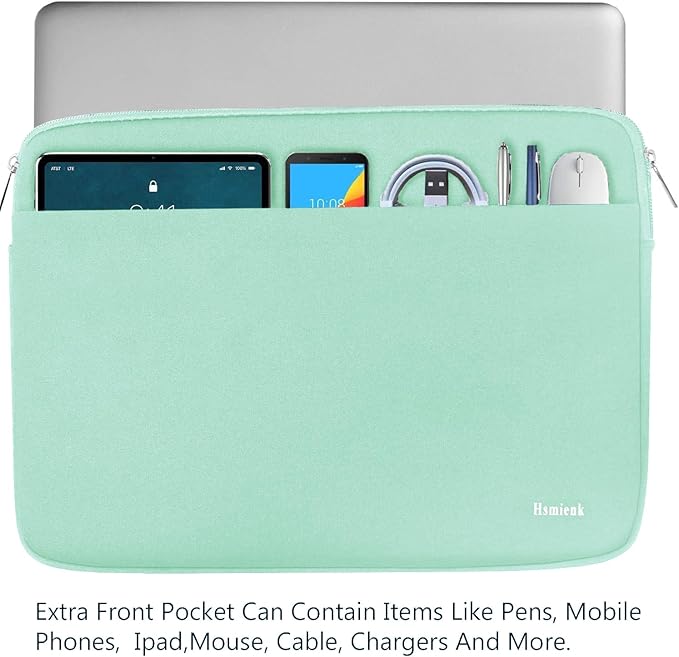 Laptop Sleeve 14 inch, Shockproof Protective Notebook Cover Bag with Accessory Pocket, Durable Carrying Laptop Case Compatible for MacBook HP Lenovo Dell Asus Acer, Light Blue