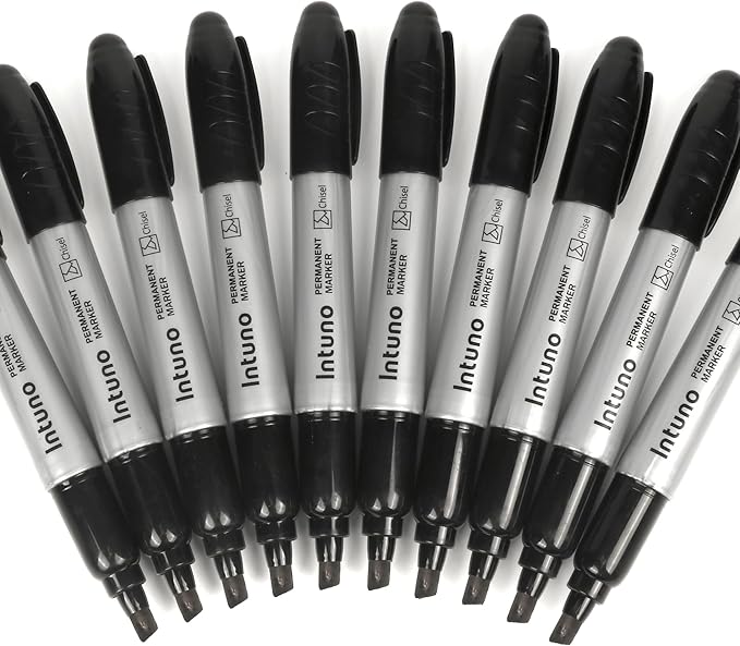 Jumo Permanent Markers, 60 Count Black, Chisel tip, Oil-Based Permanent Markers, Waterproof and Fade-Resistant, for Paper, Wood, Metal, Glass and More