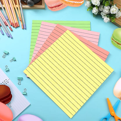 8 Pads Big Sticky Notes 11 x 11 Inch Lined Jumbo Large Sticky Notes for Wall,Giant Strong Power Memo Square Post for Office, 25 Sheets/Pad(Pastel Color)