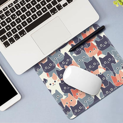 Square Mouse Pad with Stitched Edge, Premium Mousepad Washable Cloth. Computer Mouse Pad with Non-Slip Rubber Base, Mouse Pads for Computers Laptop Mouse 9.25x7.75x0.12 inch-Round Face Cat