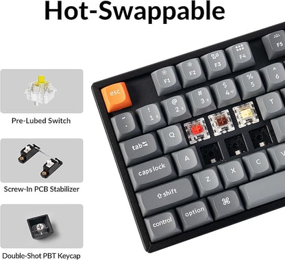 Keychron K8 Max TKL Wireless Mechanical Keyboard, QMK 2.4 GHz/Bluetooth 5.1/Wired with Aluminum Frame, RGB Backlit Hot-Swappable Programmable Keychron Super Banana Switch for Mac Windows Linux