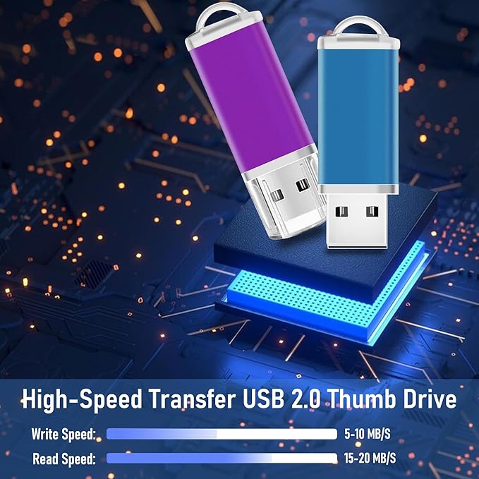 USB Drive Bulk 2GB Flash Drive Pack Thumb Drives 50 Pack Swivel Bulk USB 2.0 Memory Stick Jump Flash Drives 2GB, Colorful